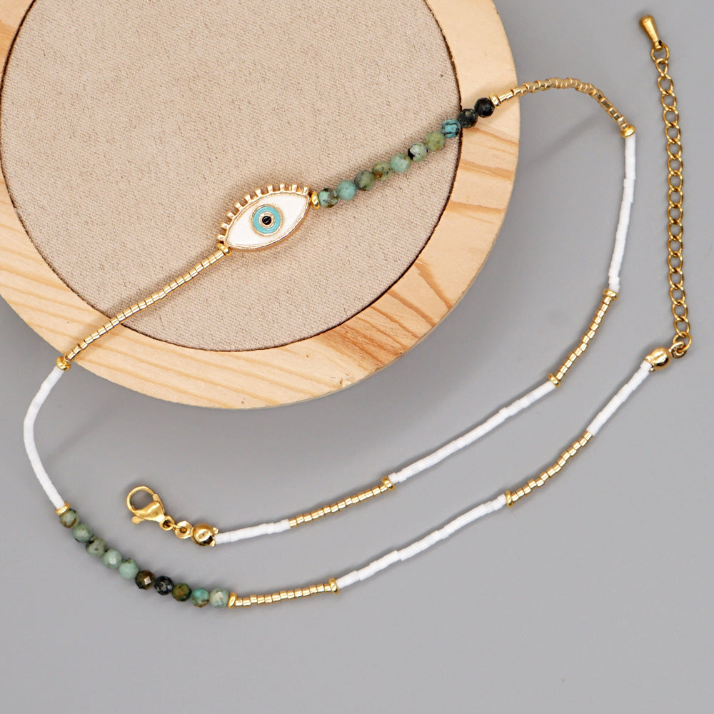 Devil's Eye Star Glass Irregular Women's Necklace