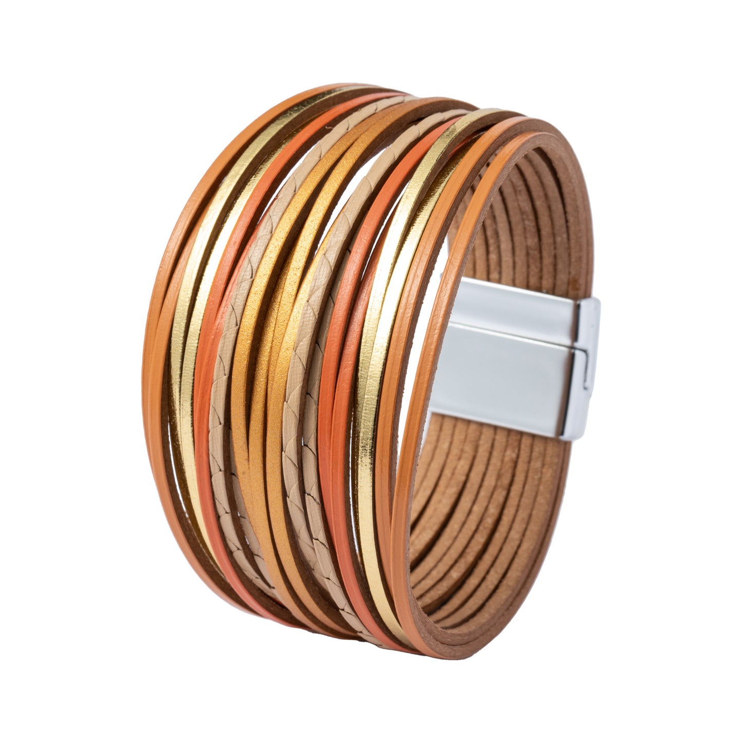 Pu Leather Patchwork Women's Bangle-orange