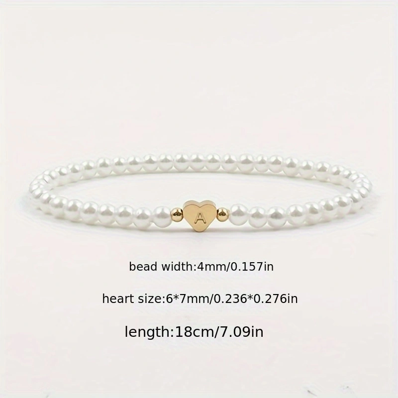 Letter Heart Shape 304 Stainless Steel Artificial Pearl Bracelets In Bulk