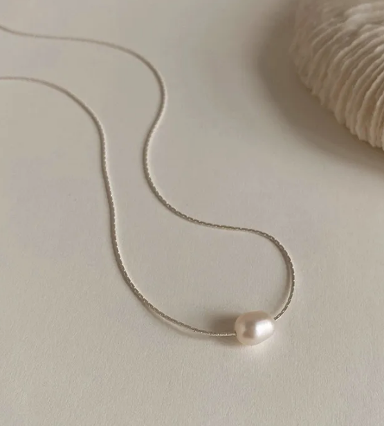 Retro Solid Color Sterling Silver Pendant Necklace
