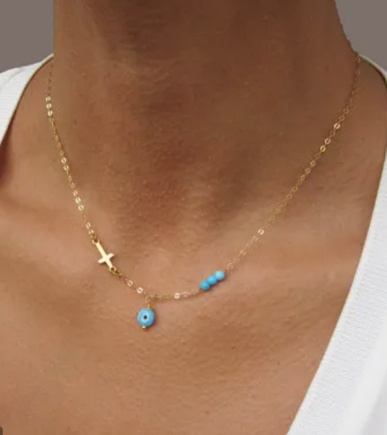 Eye Pendant Fashion Cross Clavicle Chain Women's Tophus Necklace
