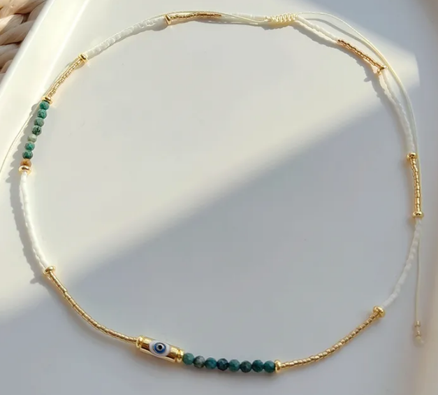 Ethnic Style Geometric Devil's Eye Heart Shape Turquoise Pearl Shell Women's Necklace