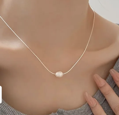 Retro Solid Color Sterling Silver Pendant Necklace
