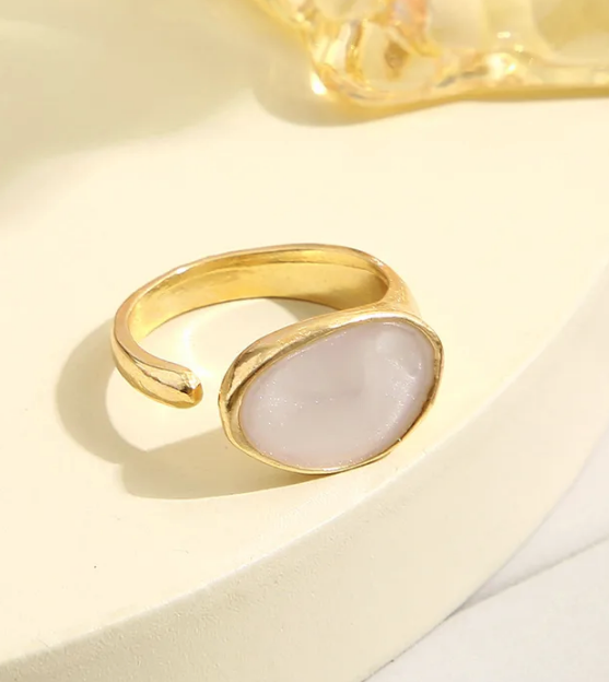 Artificial Gemstones Zircon Gold Plated Women's Open Ring