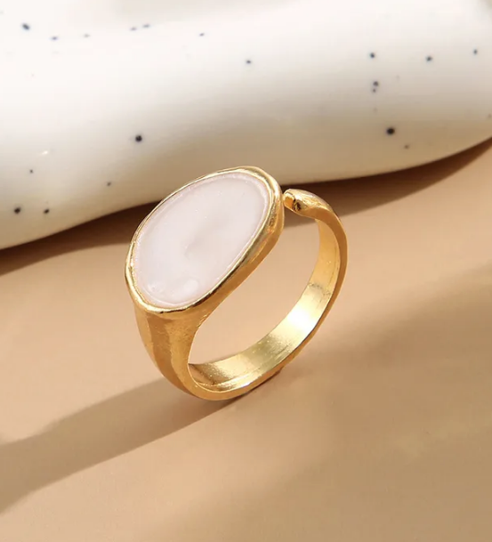 Artificial Gemstones Zircon Gold Plated Women's Open Ring