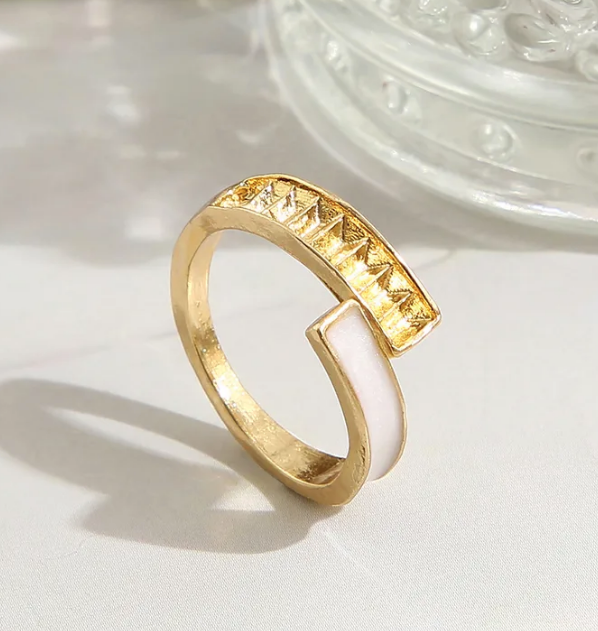 Inlay Artificial Gemstones Zircon Gold Plated Women's Open Ring-fantasy Diamond