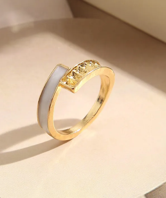 Inlay Artificial Gemstones Zircon Gold Plated Women's Open Ring-fantasy Diamond