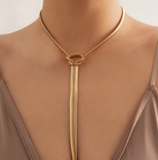 Solid Color Iron Copper Tassel Plating Necklace