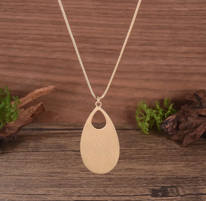 Water Droplets 18K Gold Plated-Alloy Snake Chain Pendant Necklace