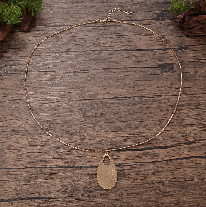 Water Droplets 18K Gold Plated-Alloy Snake Chain Pendant Necklace